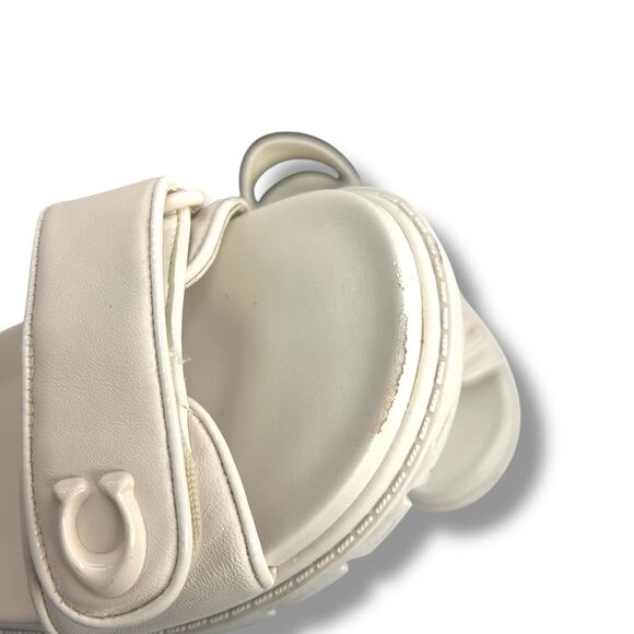 Coach Brynn Platform Buckled Leather Platform Size 5 Ivory White Chunky Flat - Picture 3 of 8